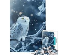Puzzle de 1000 pièces pour Adolescents Chouette des neiges en Hiver Jeu de Puzzle de 1000 pièces à Monter soi-même pour Toute la Famille Jeu Amusant et Stimulant (38x26cm)