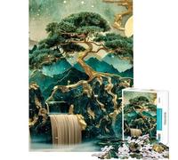 Puzzle de 1000 pièces pour Adolescents Chutes de bonsaïs dorés Jeu de Puzzle Artistique pour Adolescents Course de Vitesse Manuelle Jeu Difficile et Stimulant (Dimensions : 38x26cm)
