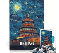 Puzzle de 1000 pièces pour Adolescents, Ciel Nocturne de Pékin, Chine, Jeu Impossible, Interaction Parent-Enfant, Cadeau Stimulant 38x26cm