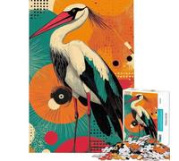 Puzzle de 1000 pièces pour Adolescents Cigogne avec Fond géométrique (38x26cm) idéal pour stimuler Le Cerveau Cadeau d'anniversaire décoration Murale Convient aux Personnes de 14 Ans et Plus
