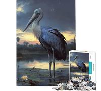 Puzzle de 1000 pièces pour Adolescents Cigogne Bec-en-Sabot au crépuscule Jeu éducatif défi Cadeau d'anniversaire décoration Murale (Dimensions 75x50cm)