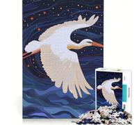 Puzzle de 1000 pièces pour Adolescents Cigogne Blanche planant dans Un Ciel étoilé Jeu éducatif défi Stimulant Cadeau d'anniversaire Original 50x75cm
