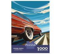 Puzzle De 1000 Pièces pour Adolescents Classic Car on The Road Puzzle pour Adultes - Jouet Anti-Stress - Améliore La Mémoire - Défi Éducatif 38x26cm/1000pcs