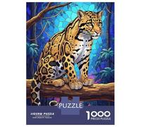 Puzzle De 1000 Pièces pour Adolescents Clouded Leopard in Jungle Stained Glass Puzzle Adulte Jeux Amusants Cadeaux pour Femmes Cadeaux d'anniversaire Et De Noël Uniques 70x50cm/1000pcs