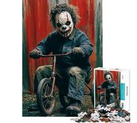 Puzzle de 1000 pièces pour Adolescents Clown Effrayant sur Tricycle Idéal pour Un Anniversaire ou Noël Jeu éducatif Amusant et Humoristique à partir de 14 Ans Dimensions 50x75cm