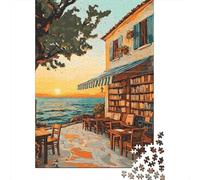 Puzzle De 1000 Pièces pour Adolescents Coastal Cafe Sunset Puzzles pour Adultes Difficile, Stimulant Et Amusant À Terminer, Un Jeu Familial Amusant 38x26cm/1000pcs