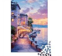 Puzzle De 1000 Pièces pour Adolescents Coastal Evening Dining Scene Puzzles pour Adultes Anti-Stress Stimulant À Compléter Cadeaux d'anniversaire Et Cadeaux Uniques 52x38cm/1000pcs