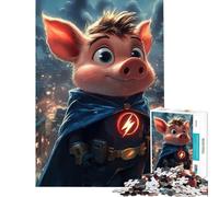 Puzzle de 1000 pièces pour Adolescents Cochon Super-héros dans Un Paysage Urbain Idéal pour Un Anniversaire ou Noël Jeu éducatif et Amusant pour Toute la Famille Convient aux Personnes de 14 Ans