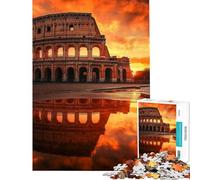 Puzzle de 1000 pièces pour Adolescents Colisée Coucher de Soleil à Rome Italie Empire Puzzle pour Adultes Jeux relaxants découpe de précision Cadeau d'anniversaire ou de Noël (Taille 38x52cm)
