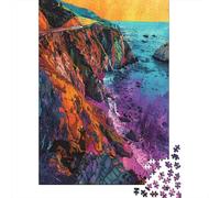 Puzzle De 1000 Pièces pour Adolescents Colorful Coastal Landscape Art Print Puzzle pour Adolescents Activités Familiales Interaction Parent-Enfant Cadeaux pour Amis Et Famille 52x38cm/1000pcs