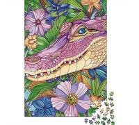 Puzzle De 1000 Pièces pour Adolescents Colorful Crocodile Art Print-4 Puzzles pour Adultes Difficile, Stimulant Et Amusant À Terminer, Un Jeu Familial Amusant 70x50cm/1000pcs