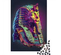 Puzzle De 1000 Pièces pour Adolescents Colorful Egyptian Pharaoh Mask Puzzle pour Adultes Jouet Décoration Murale Cadeaux pour Femmes Interaction Parent-Enfant 70x50cm/1000pcs