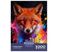 Puzzle De 1000 Pièces pour Adolescents Colorful Fox Portrait Puzzle pour Adultes Jouets Anti-Stress Cadeau d'anniversaire Cadeaux De Noël 38x26cm/1000pcs