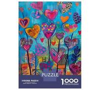 Puzzle De 1000 Pièces pour Adolescents Colorful Heart Painting-2 Puzzles pour Adolescents Jeux De Détente Difficulté Difficile Cadeaux pour Les Amis Et La Famille 52x38cm/1000pcs