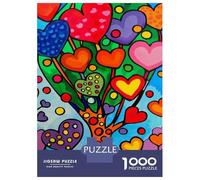 Puzzle De 1000 Pièces pour Adolescents Colorful Heart Tree Art Print Puzzles pour Adultes, Jeu Familial Difficile, Défi Idéal comme Cadeau 38x26cm/1000pcs