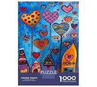 Puzzle De 1000 Pièces pour Adolescents Colorful Heart Trees Art Print Puzzles pour Adultes Anti-Stress Défi Éducatif Jeu De Défi Unique 52x38cm/1000pcs