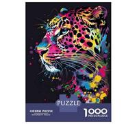 Puzzle De 1000 Pièces pour Adolescents Colorful Leopard Wall Art Print-1 Puzzles pour Adultes, Jeu Familial Difficile, Défi Idéal comme Cadeau 70x50cm/1000pcs
