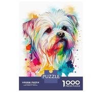 Puzzle De 1000 Pièces pour Adolescents Colorful Maltese Dog Art Puzzles pour Adultes, Jouets Anti-Stress, Améliorent La Mémoire, Cadeaux d'anniversaire Et De Noël Uniques 38x26cm/1000pcs