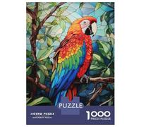Puzzle De 1000 Pièces pour Adolescents Colorful Parrot Stained Glass Style Art Puzzles pour Adultes Jeux Familiaux Améliorent La Mémoire Jeu Stimulant Cadeaux 70x50cm/1000pcs