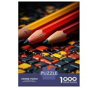Puzzle De 1000 Pièces pour Adolescents Colorful Pencils on Mosaic Background Puzzle Casse-tête Jeu De Réflexion Décoration Intérieure Offre comme Cadeau pour Toute La Famille 38x26cm/1000pcs