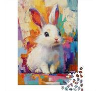 Puzzle De 1000 Pièces pour Adolescents Colorful Rabbit Painting Puzzles pour Adultes Vacances À La Maison Tuer Le Temps Chaque Pièce Est Unique pour Les Jeux 38x26cm/1000pcs