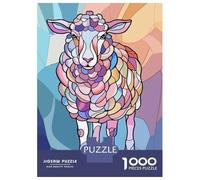 Puzzle De 1000 Pièces pour Adolescents Colorful Stained Glass Sheep Puzzles pour Adultes Découpe De Précision Stimule Le Cerveau Jeu Amusant Et Stimulant pour Toute La Famille 38x26cm/1000pcs