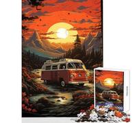 Puzzle de 1000 pièces pour Adolescents Combi VW rétro Balade en Montagne décoration Jouet idée Cadeau Jeu de détente liste de souhaits avec Le Père Noël 38x26cm