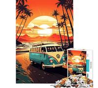 Puzzle de 1000 pièces pour Adolescents Combi VW rétro Voyage à la Plage Activités Amusantes à la Maison Jeu Pratique et Stimulant Convient aux Personnes de 14 Ans et Plus (50x75cm)