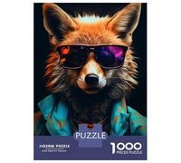 Puzzle De 1000 Pièces pour Adolescents Cool Sunglasses Red Fox Puzzles pour Adultes, Jouets Anti-Stress, Améliorent La Mémoire, Cadeaux d'anniversaire Et De Noël Uniques 38x26cm/1000pcs