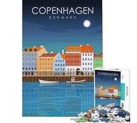 Puzzle de 1000 pièces pour Adolescents Copenhague Danemark Jeu éducatif Artistique Jouet Jeu intellectuel pour Les Amateurs de Jeux Une véritable œuvre d'art (38x52cm)