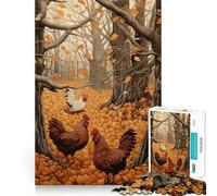 Puzzle de 1000 pièces pour Adolescents Coqs d'automne dans Les Bois Découpe Lisse Jeu de logique Temps de Jeu Relaxant Cadeau d'anniversaire ou Loisir (50x75cm)