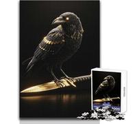 Puzzle de 1000 pièces pour Adolescents:Corbeau perché sur Une dague dorée, Casse-tête, Jeu Familial, décoration, idée Cadeau Dimensions:38x26cm.