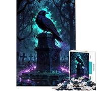 Puzzle de 1000 pièces pour Adolescents Corbeau sur Pierre tombale ︰ Gardien des tombeaux Antiques - Activités Amusantes à la Maison décoration Jeux en Famille - Convient aux Personnes de 14 Ans