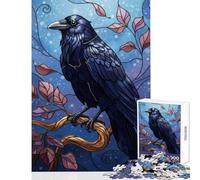 Puzzle de 1000 pièces pour Adolescents Corbeau sur Une Branche Art numérique Décoration intérieure Jouet Cadeau d'anniversaire Jeu Familial Convient pour la décoration de Bureau Dimensions 38x26cm