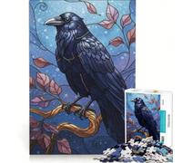 Puzzle de 1000 pièces pour Adolescents Corbeau sur Une Branche Art numérique Jeux Amusants entraînez Votre Cerveau et Vos Mains Jeu de défi Unique 50x75cm