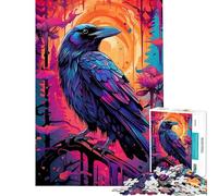 Puzzle de 1000 pièces pour Adolescents Corbeaux et corneilles Puzzle à l'encre Jeu Relaxant Décoration Murale Idéal comme Cadeau pour Toute la Famille (Dimensions 50x75cm)