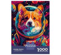 Puzzle De 1000 Pièces pour Adolescents Corgi Astronaut Space Puzzle Adulte Jeux Amusants Cadeaux pour Femmes Cadeaux d'anniversaire Et De Noël Uniques 38x26cm/1000pcs