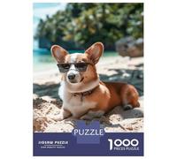 Puzzle De 1000 Pièces pour Adolescents Corgi Tropical Beach Chill Puzzles pour Adultes - Jeu Manuel - Décoration Intérieure - Cadeaux Uniques pour Anniversaire Et Noël 38x26cm/1000pcs