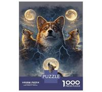 Puzzle De 1000 Pièces pour Adolescents Corgis Howling at The Moon Puzzle Jeu Manuel Difficile Difficile Cadeaux pour Les Amis Et La Famille 38x26cm/1000pcs