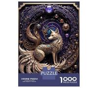 Puzzle De 1000 Pièces pour Adolescents Cosmic Golden Fox Art Deco Puzzles pour Adolescents - Jeu Manuel - Une Œuvre d'art - Cadeaux Uniques pour Un Anniversaire Ou Noël 52x38cm/1000pcs