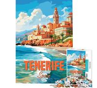 Puzzle de 1000 pièces pour Adolescents Côte de Tenerife Espagne Difficile et Stimulant Décoration Parfaite Jeux éducatifs pour Les 14 Ans et Plus (38x26cm)
