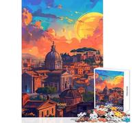 Puzzle de 1000 pièces pour Adolescents Coucher de Soleil à Rome Italie Jeu Anti-Stress Idée Cadeau Casse-tête pour stimuler Votre Cerveau et Votre dextérité Dimensions 38x52cm