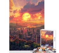 Puzzle de 1000 pièces pour Adolescents Coucher de Soleil à Séoul Corée du Sud Décoration intérieure Jouet Idée Cadeau Jeux de détente Liste de souhaits avec Le Père Noël Dimensions 38x26cm