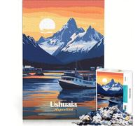 Puzzle de 1000 pièces pour Adolescents Coucher de Soleil à Ushuaia Argentine décoration Murale pour raviver Les Souvenirs Cadeau Unique pour Un Anniversaire ou Noël 50x75cm