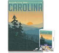 Puzzle de 1000 pièces pour Adolescents - Coucher de Soleil en Caroline du Nord - Jeu éducatif Familial d'analyse et de logique - Idéal comme Cadeau - Dimensions:50x75cm