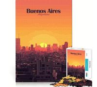 Puzzle de 1000 pièces pour Adolescents Coucher de Soleil sur Buenos Aires Jeu de Concentration mentale Jeu de lenteur Cadeau d'anniversaire Amusant (50x75cm)