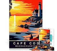 Puzzle de 1000 pièces pour Adolescents Coucher de Soleil sur Cape Cod MA Sharp Cut Art Jeu cognitif Cadeau Moment de détente Décoration de Noël (50x75cm)