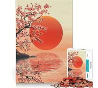 Puzzle de 1000 pièces pour Adolescents,Coucher de Soleil sur Fleurs de Cerisier,graphismes épurés,Jeu de logique,Divertissement,Cadeau d'anniversaire (50x75cm)