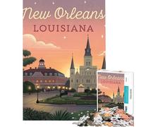 Puzzle de 1000 pièces pour Adolescents Coucher de Soleil sur la Nouvelle-Orléans Défi éducatif Améliore la mémoire Jeu Amusant pour Les 14 Ans et Plus Jeu de Puzzle Offert (50x75cm)