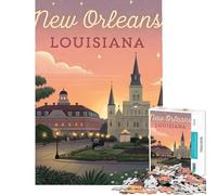 Puzzle de 1000 pièces pour Adolescents Coucher de Soleil sur la Nouvelle-Orléans Un défi Difficile à relever Jouet à Monter soi-même À partir de 14 Ans (38x26cm)